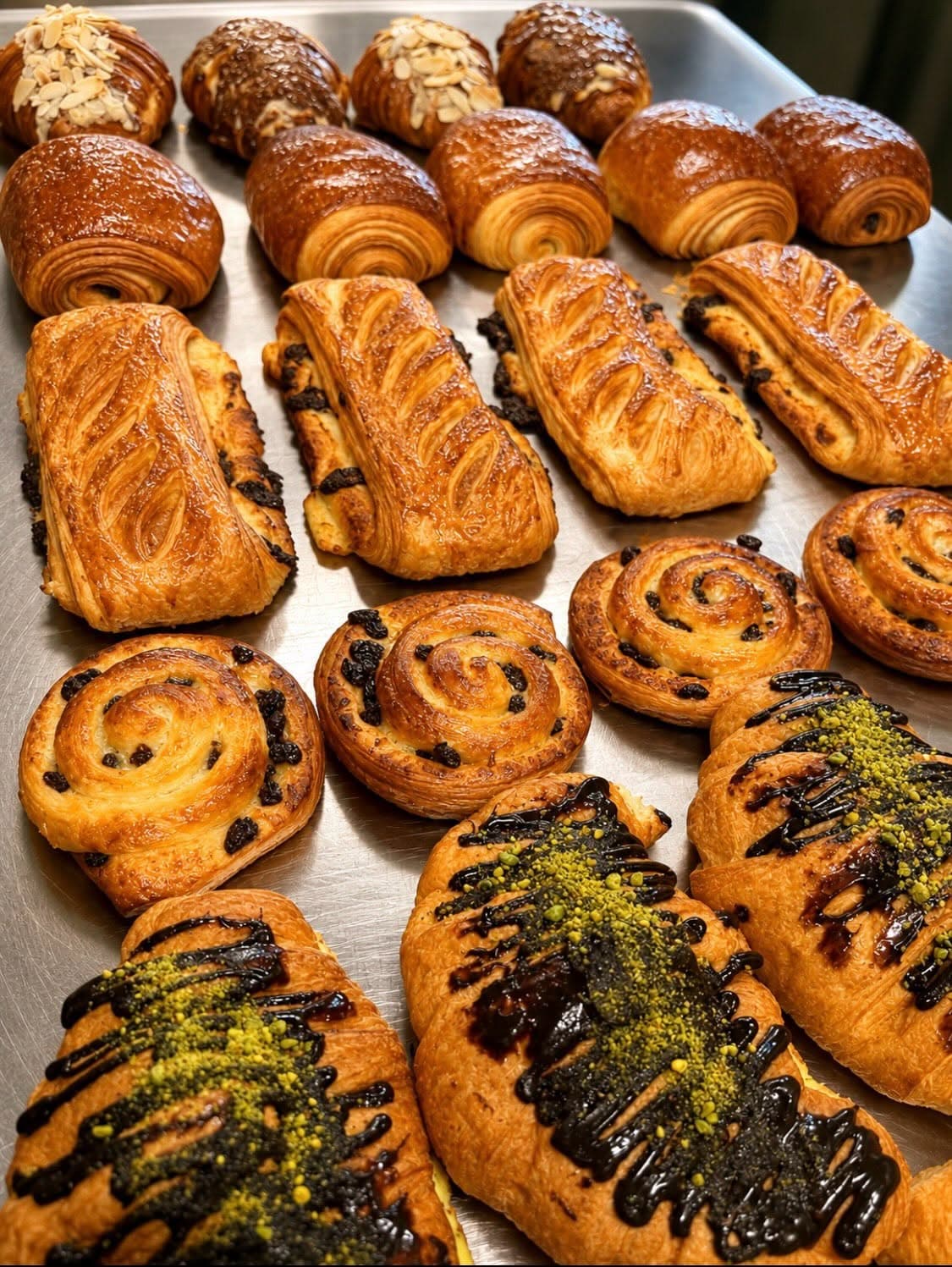 Pain au chocolat, swirls and almond croissants at Casablanca Bakery